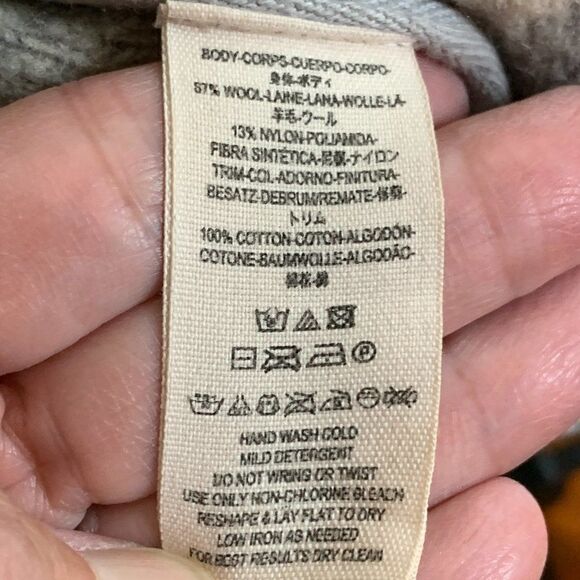 Free People Wool gray and cream strip poncho cape jacket - Picture 6 of 12